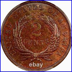 1872 Two Cent Piece Extremely Rare Blazr Gem++ Pcgs Ms 65 Red Brown Low Pop 24/4