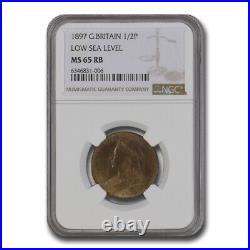 1897 Great Britain 1/2 Penny MS-65 NGC (Low Sea Level, Red/Brown) SKU#261739