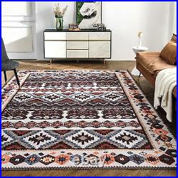 4 x 6 Feet Boho Vintage Area Rug Non-Slip Machine Washable Carpet for Home Decor