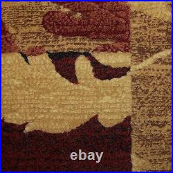 8 x 10 feet Modern Area Rug Soft Plush Abstract Carved Leaves Pattern Red/Brown