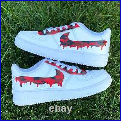 Air Force 1 One Custom White Shoes Red Black and Brown Camoflauge Drip All Sizes