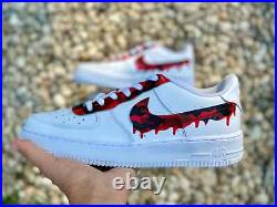 Air Force 1 One Custom White Shoes Red Black and Brown Camoflauge Drip All Sizes