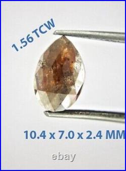 Big 1.56TCW Red Brown Pear Rose cut Natural Diamond for Wedding Ring Low Price