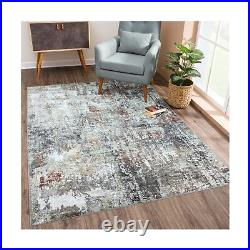 Bloom Rugs Washable Non-Slip 9' x 12' Rug Gray/Red/Brown Modern Abstract Ar