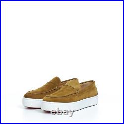 CHRISTIAN LOUBOUTIN 945$ Paqueboat Slip-On Sneakers Cumin Brown Veau Velours
