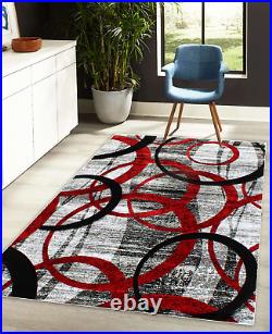 Chester Abstract Red/Brown Decor Area Rug Carpet