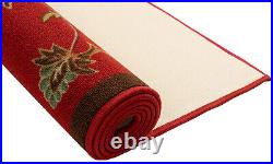 Custom Size Floral Red Hallway Slip Resistant Runner Rug 26/30/36 Wide