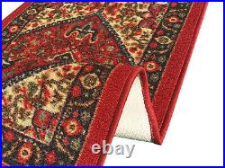 Custom Size Hallway Runner Rug Non Slip Rubber Back RED Traditional Oriental