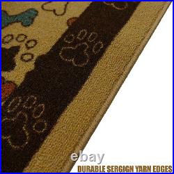Custom Size Pet Paw Design Washable Non Slip Low Cut Pile Runner Rugs