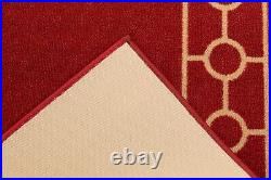 Custom Size Red Design Hallway Slip Resistant Runner Rug 31 Width
