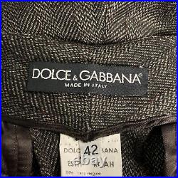 DOLCE & GABBANA Size 6 Brown Red Virgin Wool Blend Herringbone Dress Pants