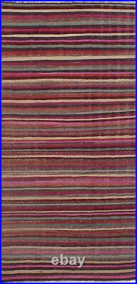 Hand woven Kilim 5'2 x 11'7 Boho Flat Weave Area Rug