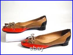 Hermes Flats Low Heel Pump Red Brown Patent Leather Women Size US 7 EU 37 $720