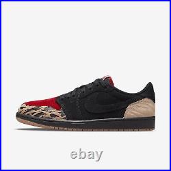Jordan 1 x SoleFly Retro Low OG SP Black and Sport Red DN3400-001 Shoes Sneakers