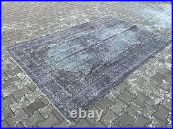 Large Turkish Area Rug Medallion Overdyed 6x10 Antique Hand-knotted Wool