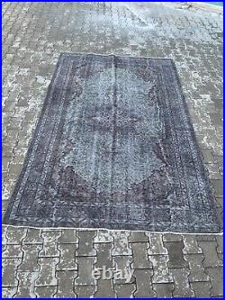 Large Turkish Area Rug Medallion Overdyed 6x10 Antique Hand-knotted Wool