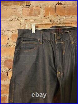 Levi's Red Vtg Low Straight Brown Weft Denim In Deep Blue Indigo Dye Jeans 36 32