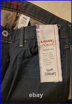 Levi's Red Vtg Low Straight Brown Weft Denim In Deep Blue Indigo Dye Jeans 36 32