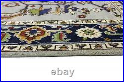 Light Gray Floral Handmade Wool 8X10 Oriental Rug Farmhouse Living Room Carpet