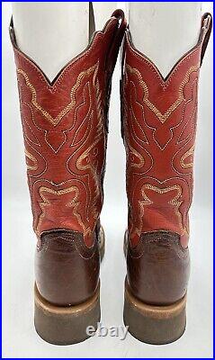 Lucchese 2000 Womens Red Brown Leather Cowboy Western Pull On Boots Ostrich 6 B