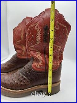 Lucchese 2000 Womens Red Brown Leather Cowboy Western Pull On Boots Ostrich 6 B