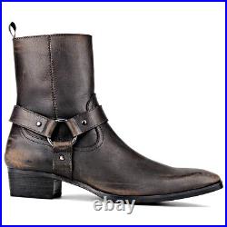 Men's Flat Faux Leather High-top Low-heeled Stylish Chelsea Casual Boots