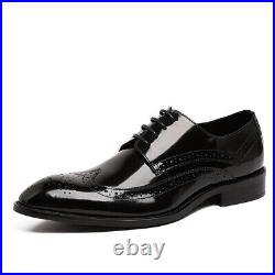 Men's Flat Round Toe Brogue Breathable Lace-up Breathable Formal Shoes