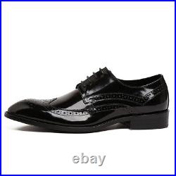 Men's Flat Round Toe Brogue Breathable Lace-up Breathable Formal Shoes