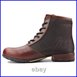 Men's Flat-heeled Low-heeled Faux Leather Lace-up High-top Panels Boot
