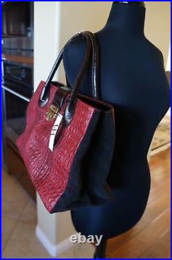 NEW B Low The Belt Diana Brown Red Croco Embossd Leather Handbag Purse $600+