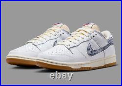 Nike Dunk Low New Americana Washed Denim White Navy Red FN6881-100 sz 10 Men's