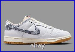 Nike Dunk Low New Americana Washed Denim White Navy Red FN6881-100 sz 10 Men's