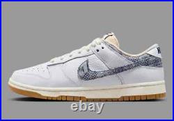 Nike Dunk Low Washed Denim White Blue Sneakers Retro FN6881-100 Mens Size