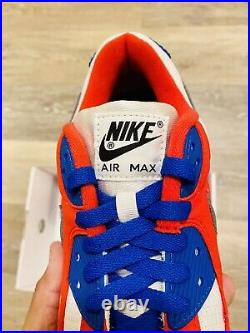 Nike ID Air Max 90 Red Royal Blue White Brown CT3621-991 Men's 7, Women's 8.5