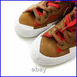 Nike Sacai Blazer Low British Tan Sneakers Shoes Suede Brown Red Wh US9.5 J3J07