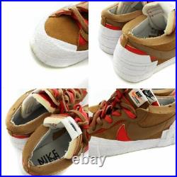Nike Sacai Blazer Low British Tan Sneakers Shoes Suede Brown Red Wh US9.5 J3J07
