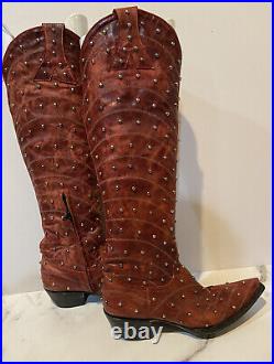 Old Gringo Red brown Beaded Tall 18 Inch 7.5 Leather Boots $680