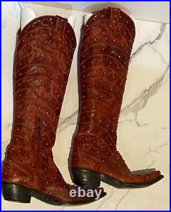 Old Gringo Red brown Beaded Tall 18 Inch 7.5 Leather Boots $680