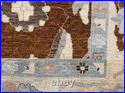 Oushak Brown/Ivory 10X14 Handmade Wool Rug # 12231