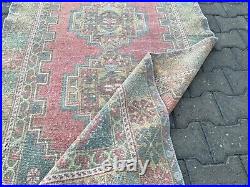 Oushak red turkish hand knotted bohemian 4x7 Oriental tribal wool area rug