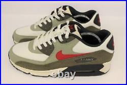 Rare 2014 NIKE AIR MAX 90 Beige Chalk Red Running Sneakers 537384 119 Sz 10.5
