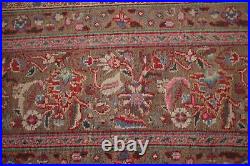 Red/ Brown Floral Mashaad Vintage Area Rug 9x13 Traditional Hand-knotted Carpet