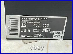 Size 12 Nike Air Max 1 x CLOT Kiss Of Death CHA 2021 DD1870 200