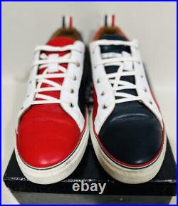 Thom Browne Red/White/Blue Low Top Leather Sneakers, Sz 12 (US) 46.5 (EUR)