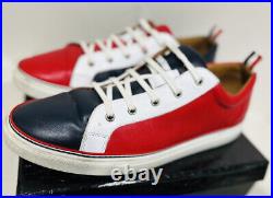 Thom Browne Red/White/Blue Low Top Leather Sneakers, Sz 12 (US) 46.5 (EUR)