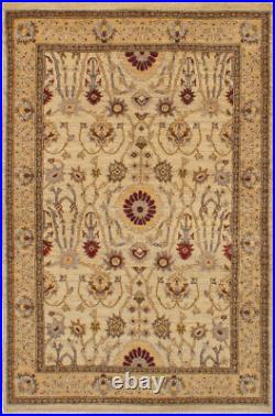 Traditional Hand-Knotted Bordered Carpet 4'2 x 6'3 Wool Area Rug