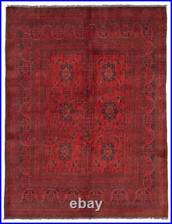 Traditional Hand-Knotted Bordered Tribal Carpet 5'0 x 6'6 Wool Area Rug