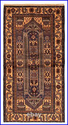 Traditional Vintage Hand-Knotted Carpet 3'6 x 6'10 Wool Area Rug