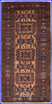 Traditional Vintage Hand-Knotted Carpet 3'8 x 7'7 Wool Area Rug