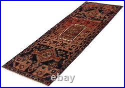Vintage Bordered Hand-Knotted Carpet 3'3 x 8'8 Traditional Wool Rug
